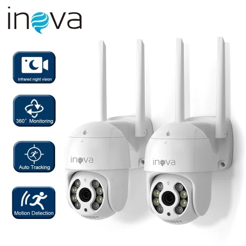 INOVA Kit Câmera de segurança a Prova D'água sem fio gira 360° HD 1080P